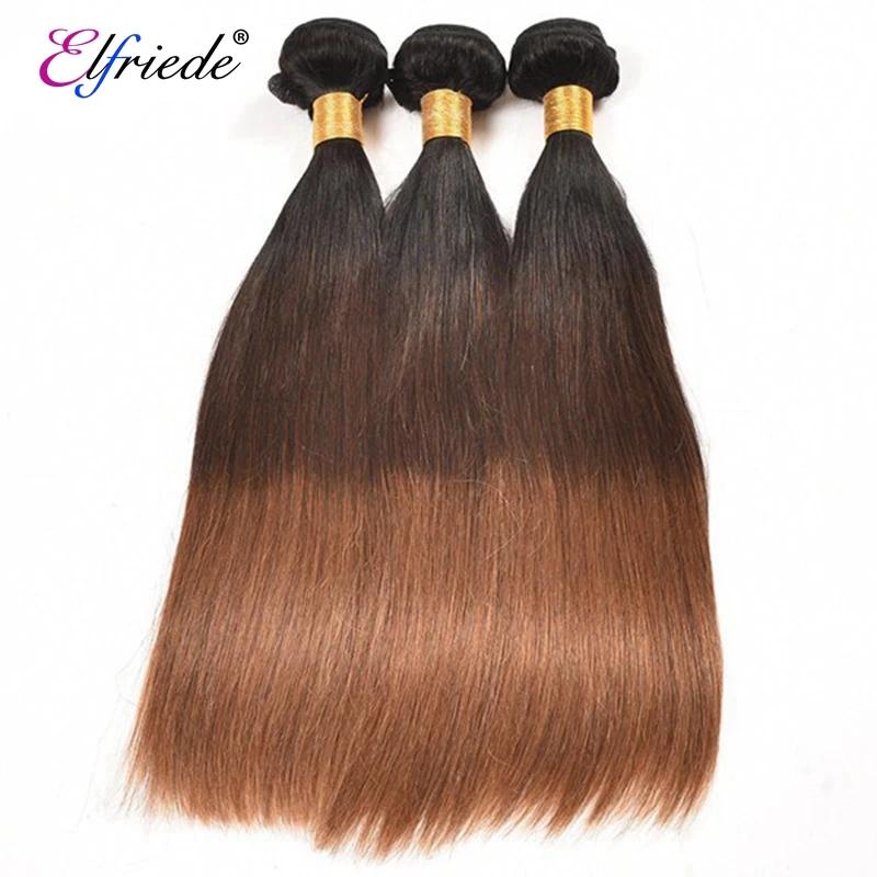 Elfriede 1B/4/30 Straight Ombre Colored Human Hair Bundles Remy Human Hair Extensions 3/4 Bundles Deals Human Hair S